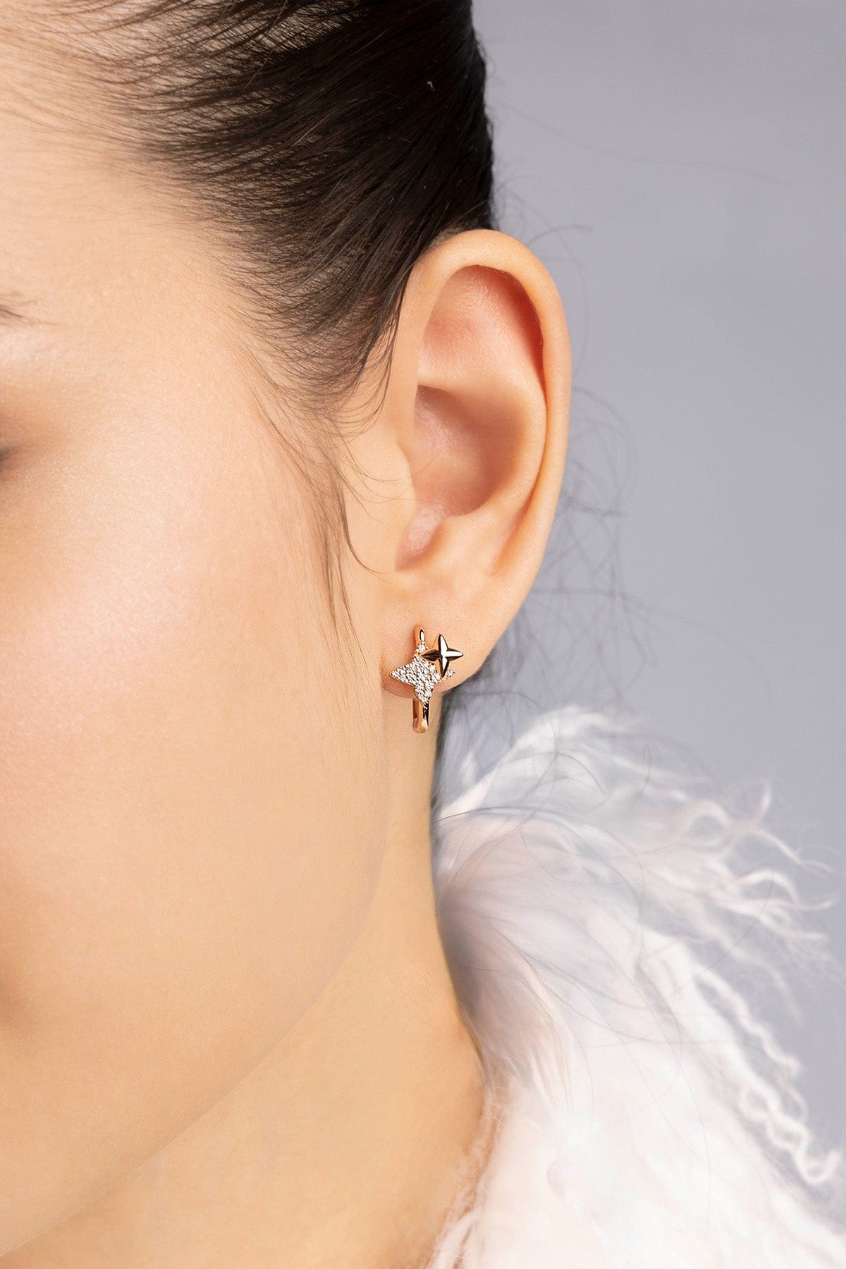 Rose Gold Meteorite Square Hoop Earrings | APM Monaco