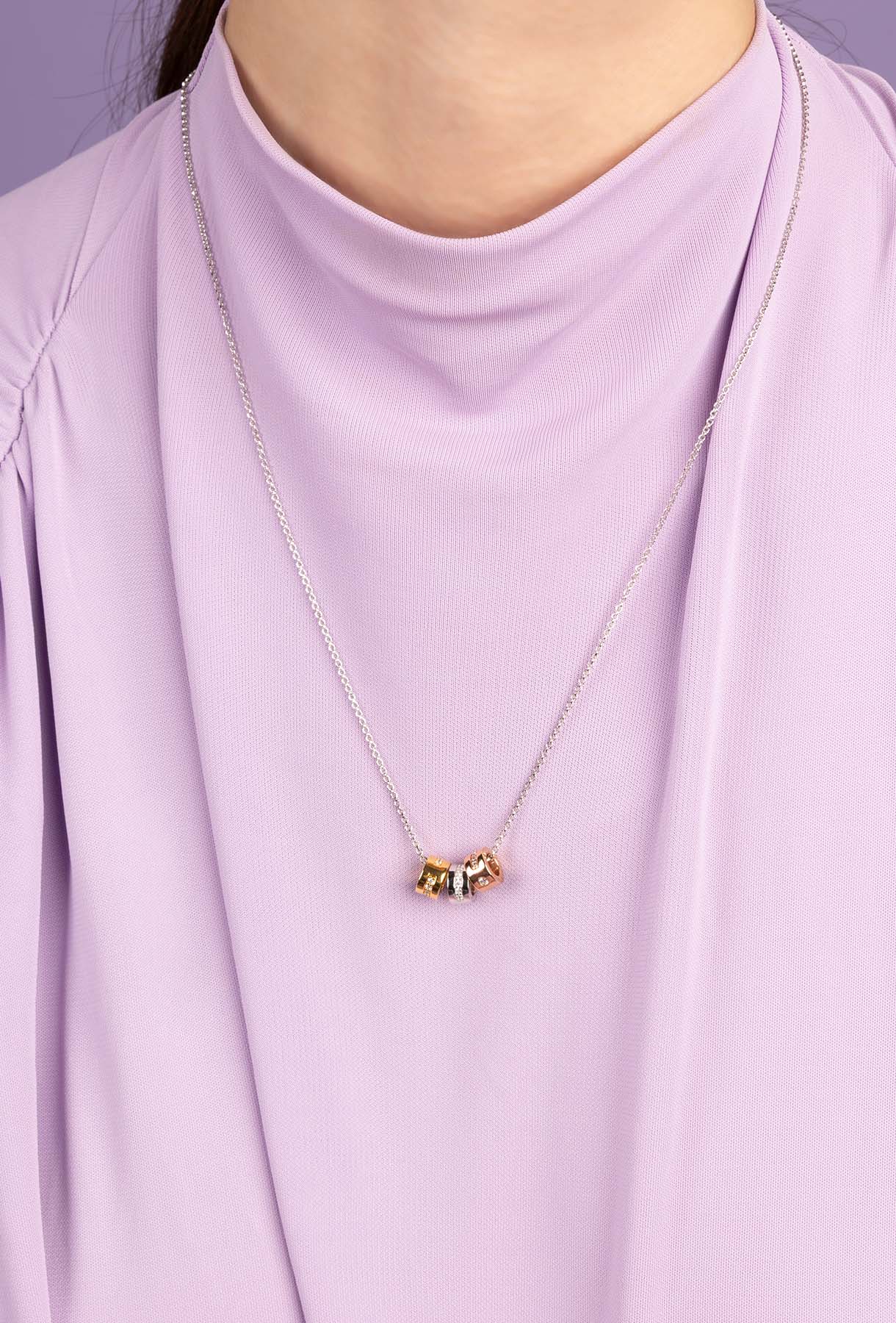 Tricolor Morse LOVE Necklace, Yellow Gold | APM Monaco