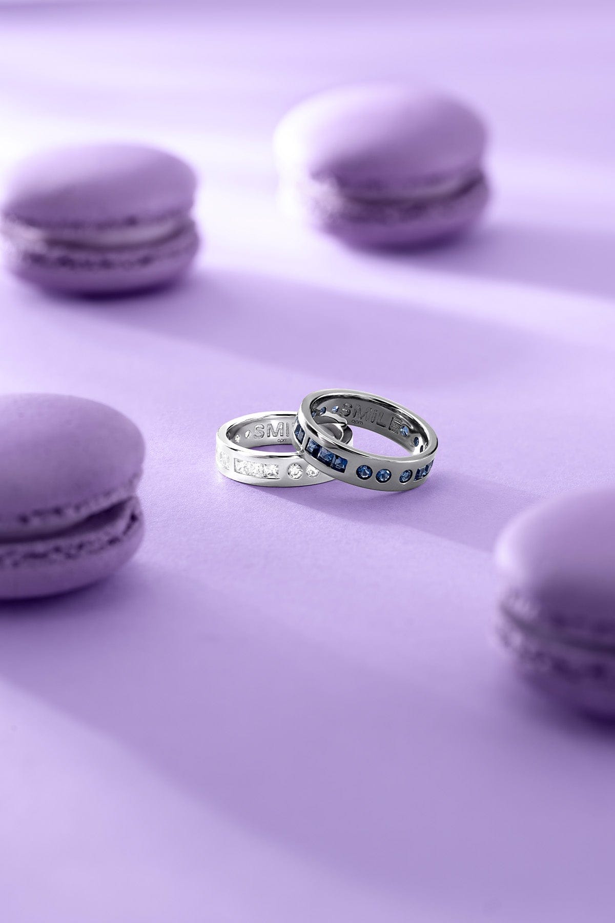 Smile Morse Code ring on purple background