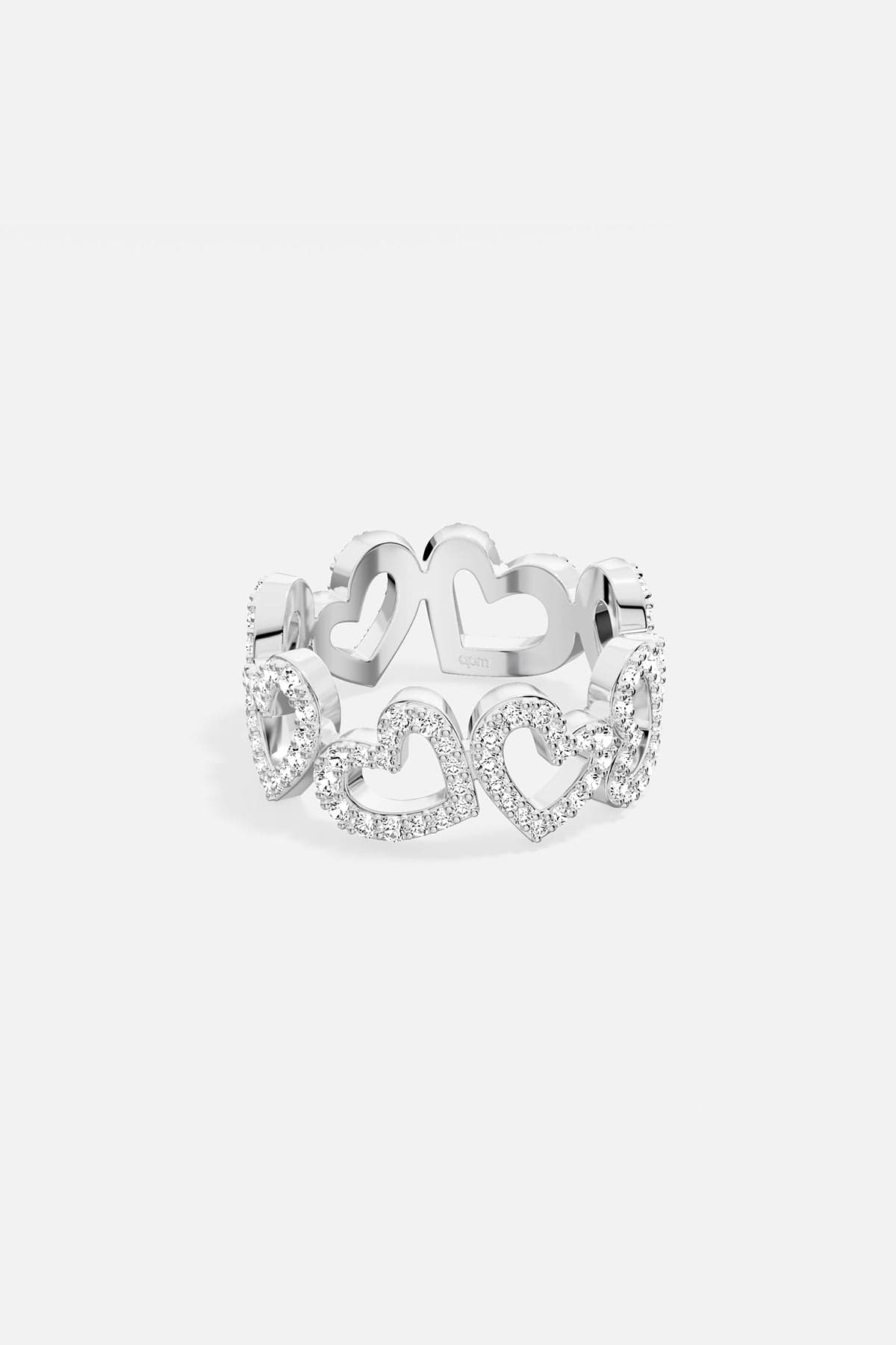 alloy ring with heart designs on a white background