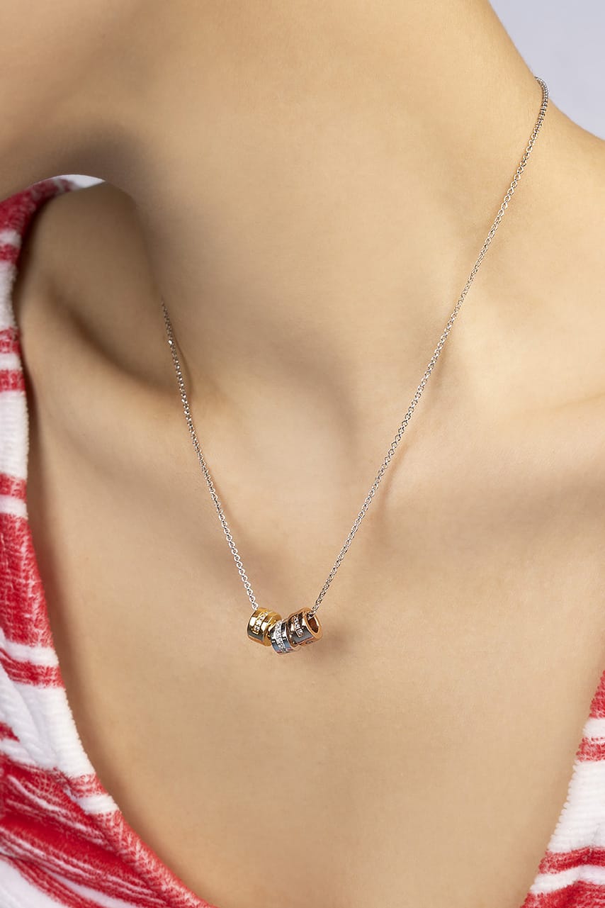Tricolor Morse LOVE Necklace, Yellow Gold | APM Monaco