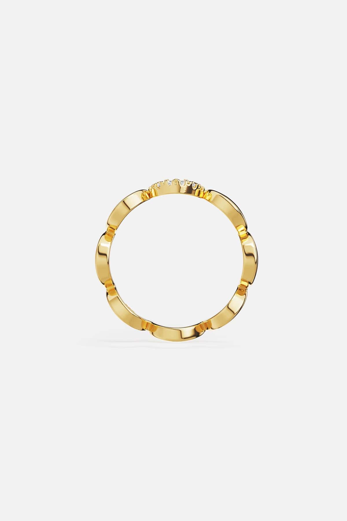 Wavy Gold Ring with Cubic Zirconia | APM Monaco