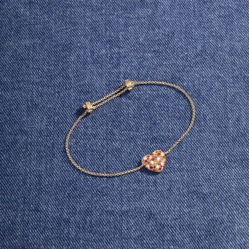 Multicolor Heart Adjustable Bracelet