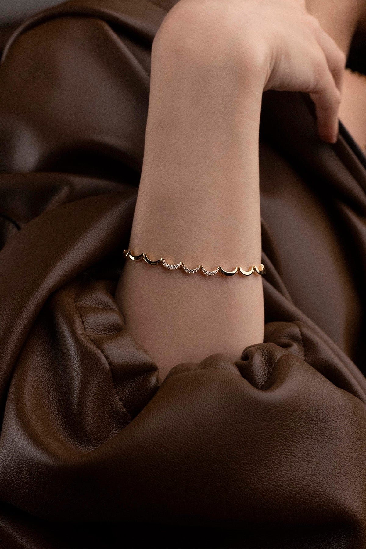 APM Monaco Wavy Gold Bracelet in Yellow Gold