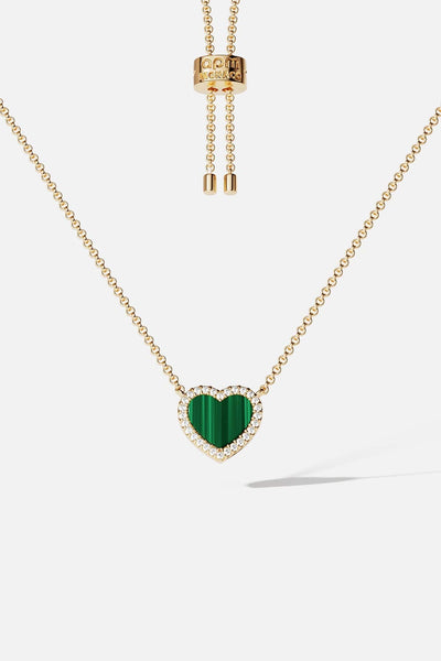 APMモナコ APMMonaco ミニ マラカイト ハート調節可能ネックレス Mini Malachite Heart Adjustable Necklace | APM Monaco