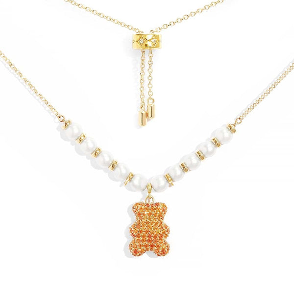 BABY JUICE Yummy Bear Adjustable Necklace with Pearls APM