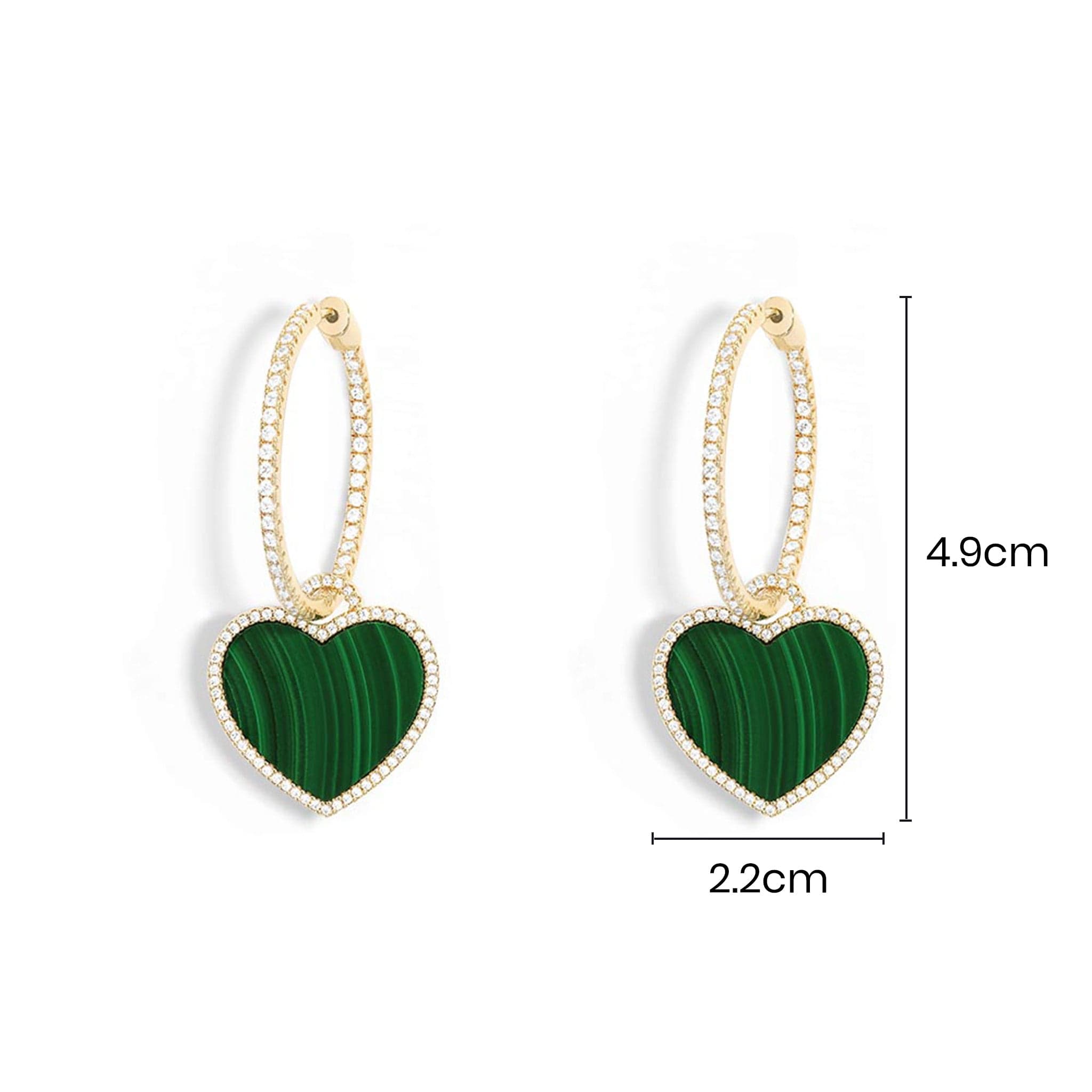 Pavé Hoop Earrings with Malachite Heart - APM Monaco