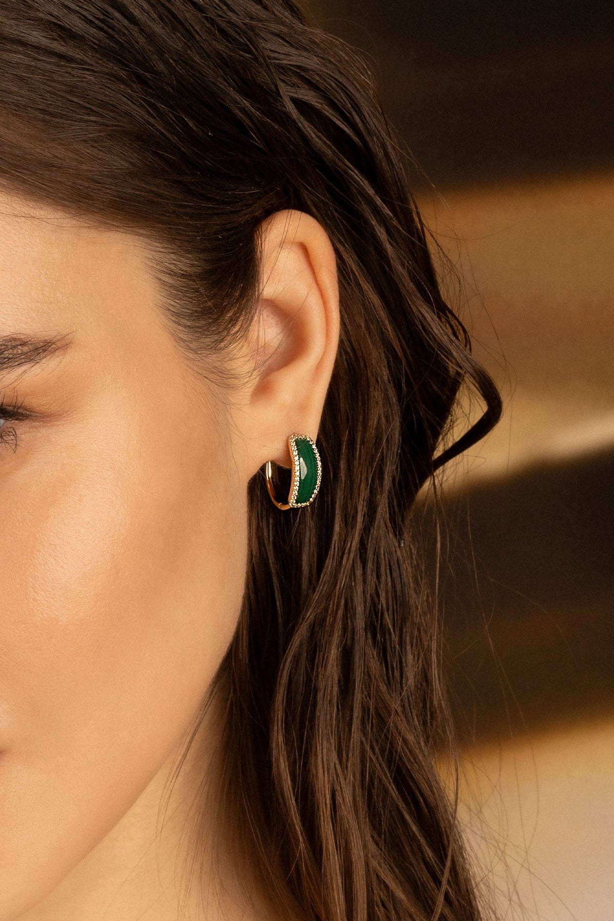 Malachite Hoop Earrings 18k gold plated | APM Monaco