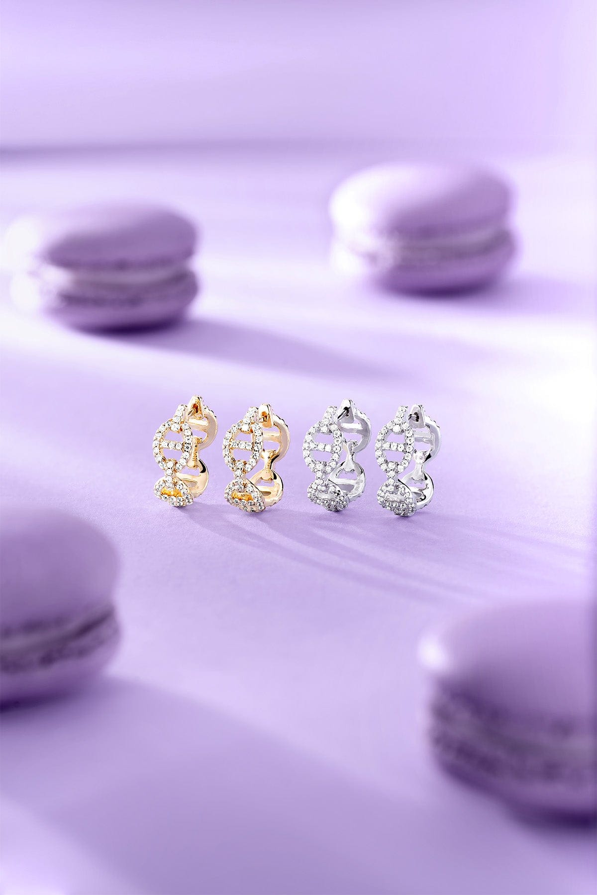 Maille Marine earrings in silver and yellow gold tones