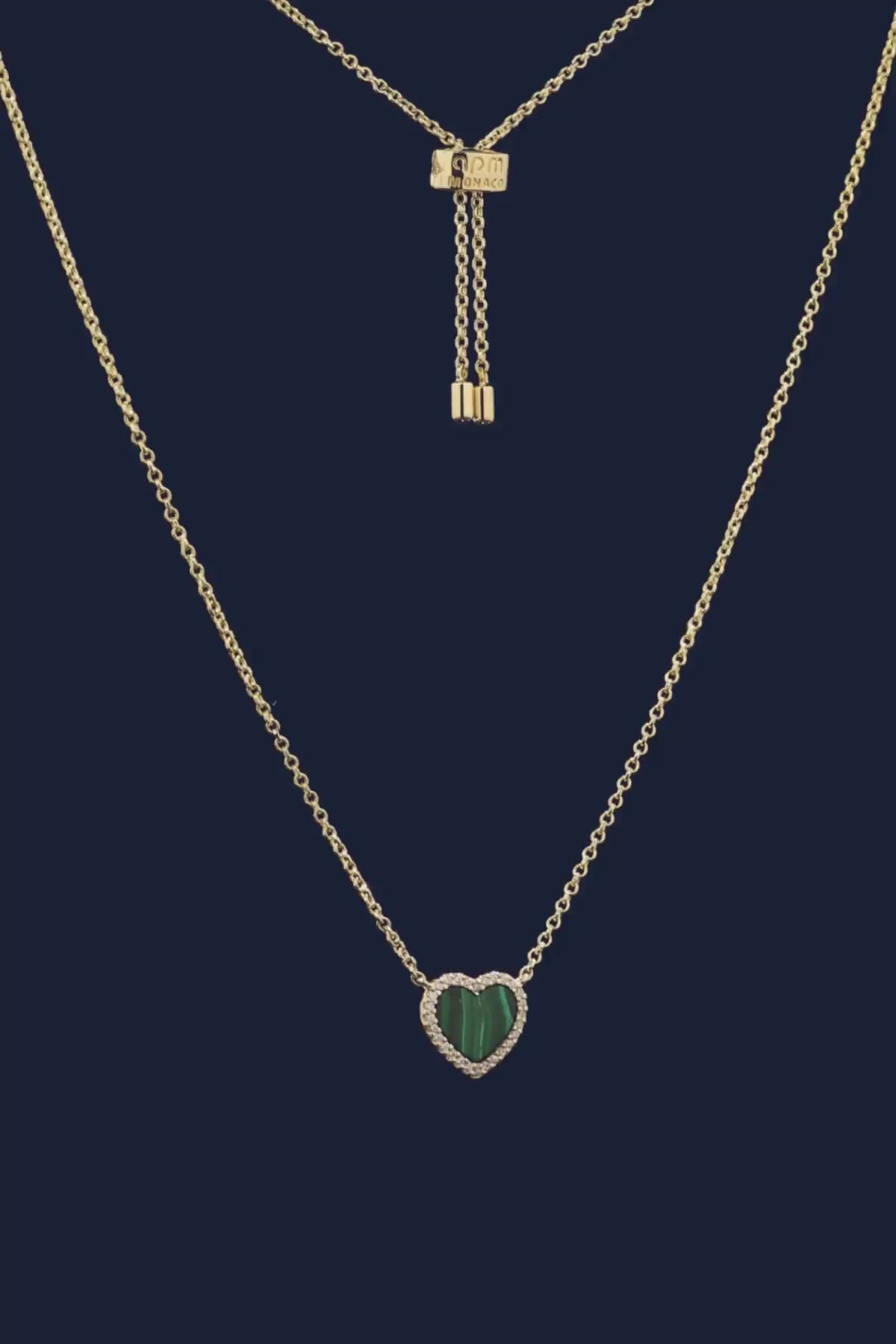 Mini Malachite Heart Adjustable Necklace | APM Monaco