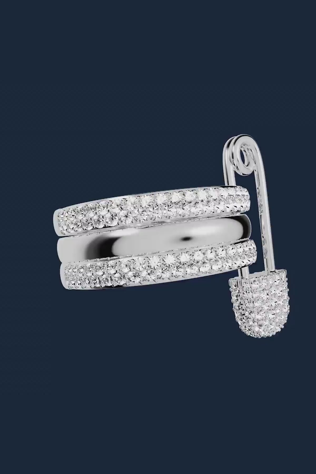 Love, Smile, Bonheur Triple Hoop Safety Pin Ring | APM Monaco