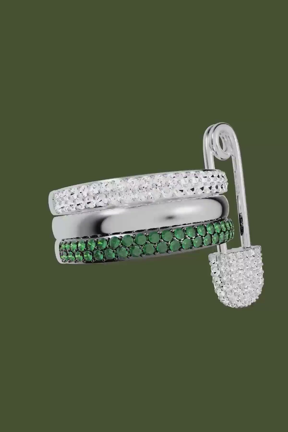 Love, Smile, Bonheur Safety Pin Ring | APM Monaco