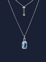 Statement Adjustable Necklace with Lagoon Blue Pendant