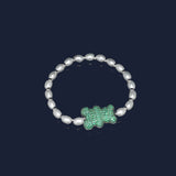 Mint Yummy Bear Bracelet with Pearls
