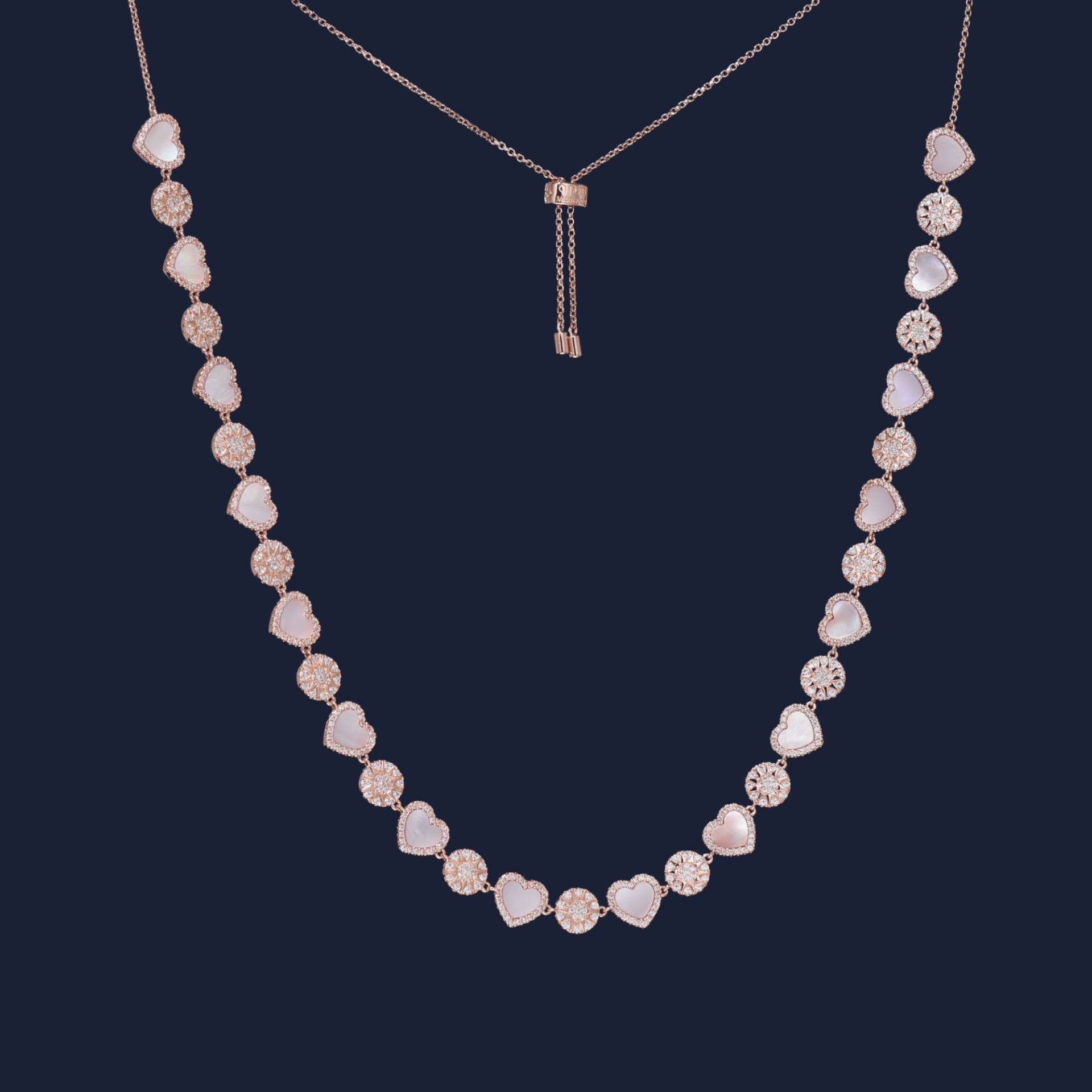 Pink Nacre Heart & Dot Adjustable Necklace | APM Monaco