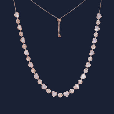 Pink Nacre Heart & Dot Adjustable Necklace | APM Monaco