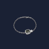 Khaki Pavé Square Chain Bracelet