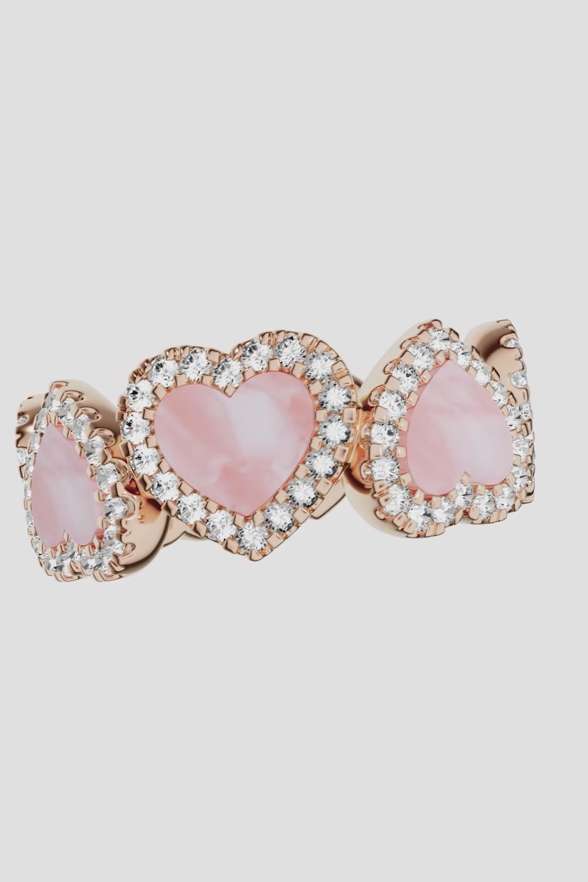 Pavé Pink Nacre Full Heart Ring | APM Monaco
