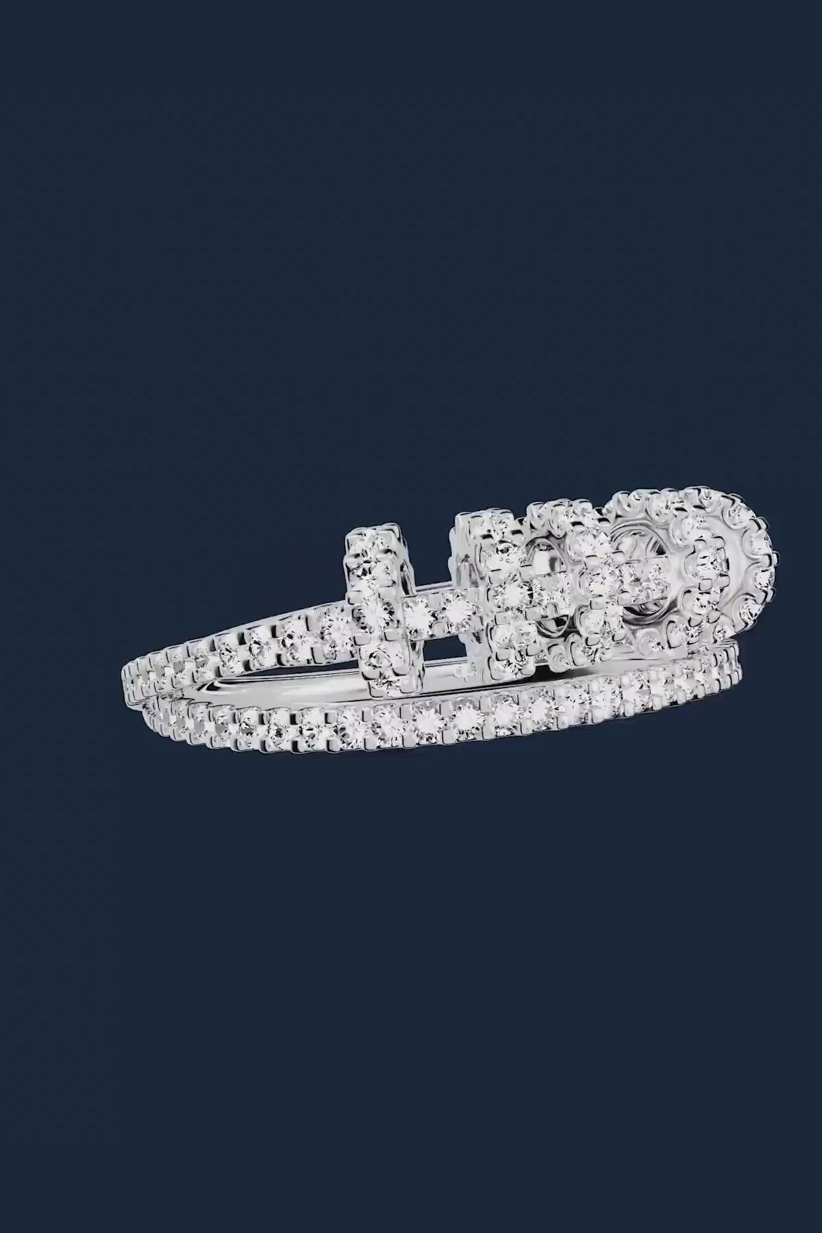 【apm Monaco】パール クラウン リング - 54号.シルバー/ホワイト Double Piercing Ring, White Alloy | APM Monaco