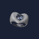 Chunky blue Heart Ring