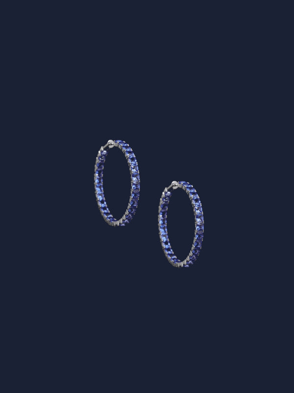 大号蓝色方形环状耳环
