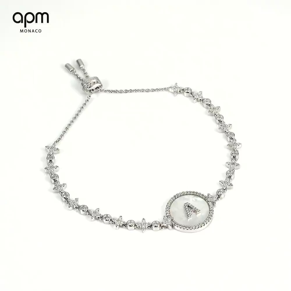 Alphabet Eternelle Adjustable Bracelet, White Alloy | APM Monaco