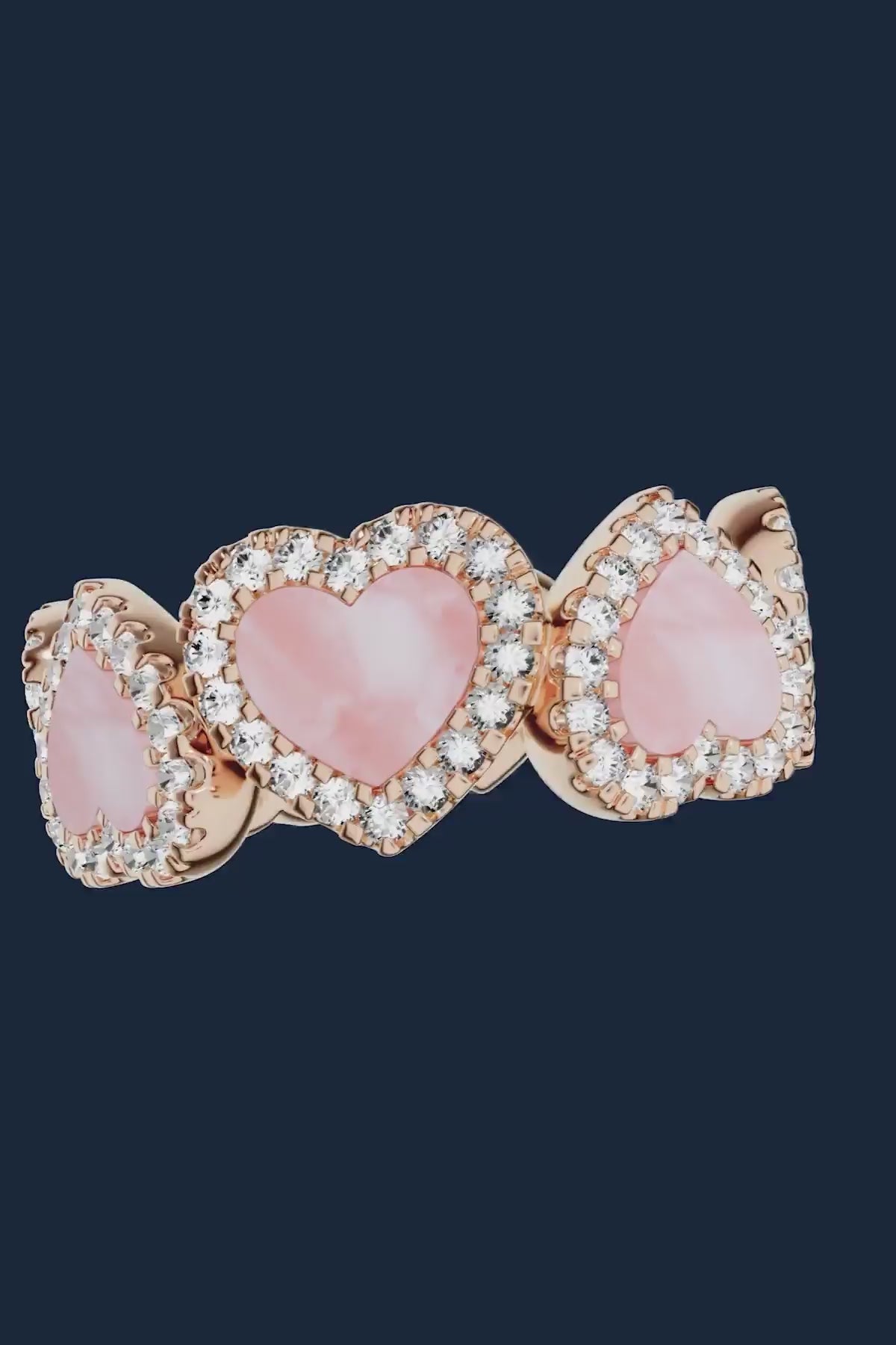 Pavé Pink Nacre Full Heart Ring | APM Monaco