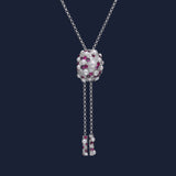 Disco fuchsia Adjustable Necklace with Pearls