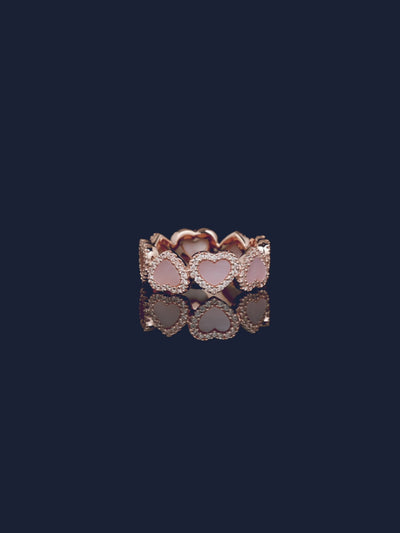 Pavé Pink Nacre Full Heart Ring | APM Monaco