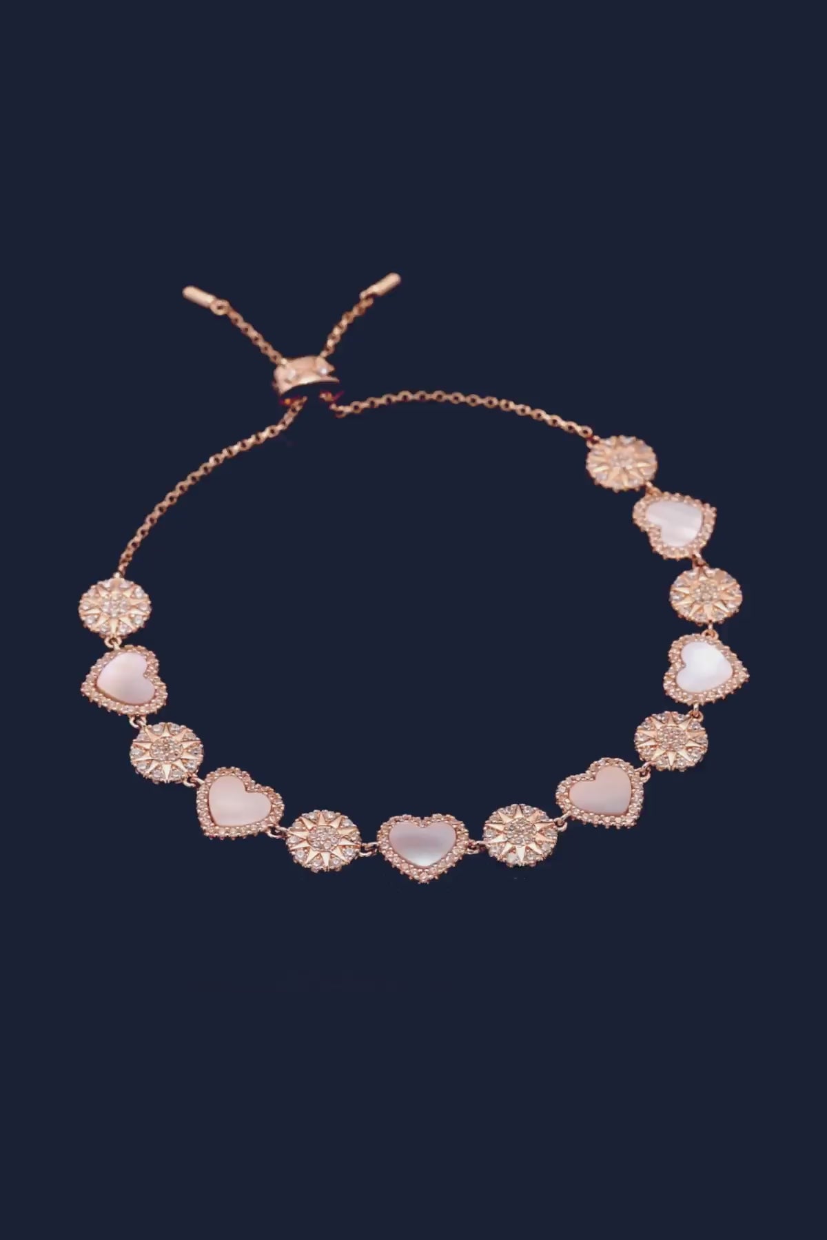 Pink Nacre Heart & Dot Adjustable bracelet | APM Monaco