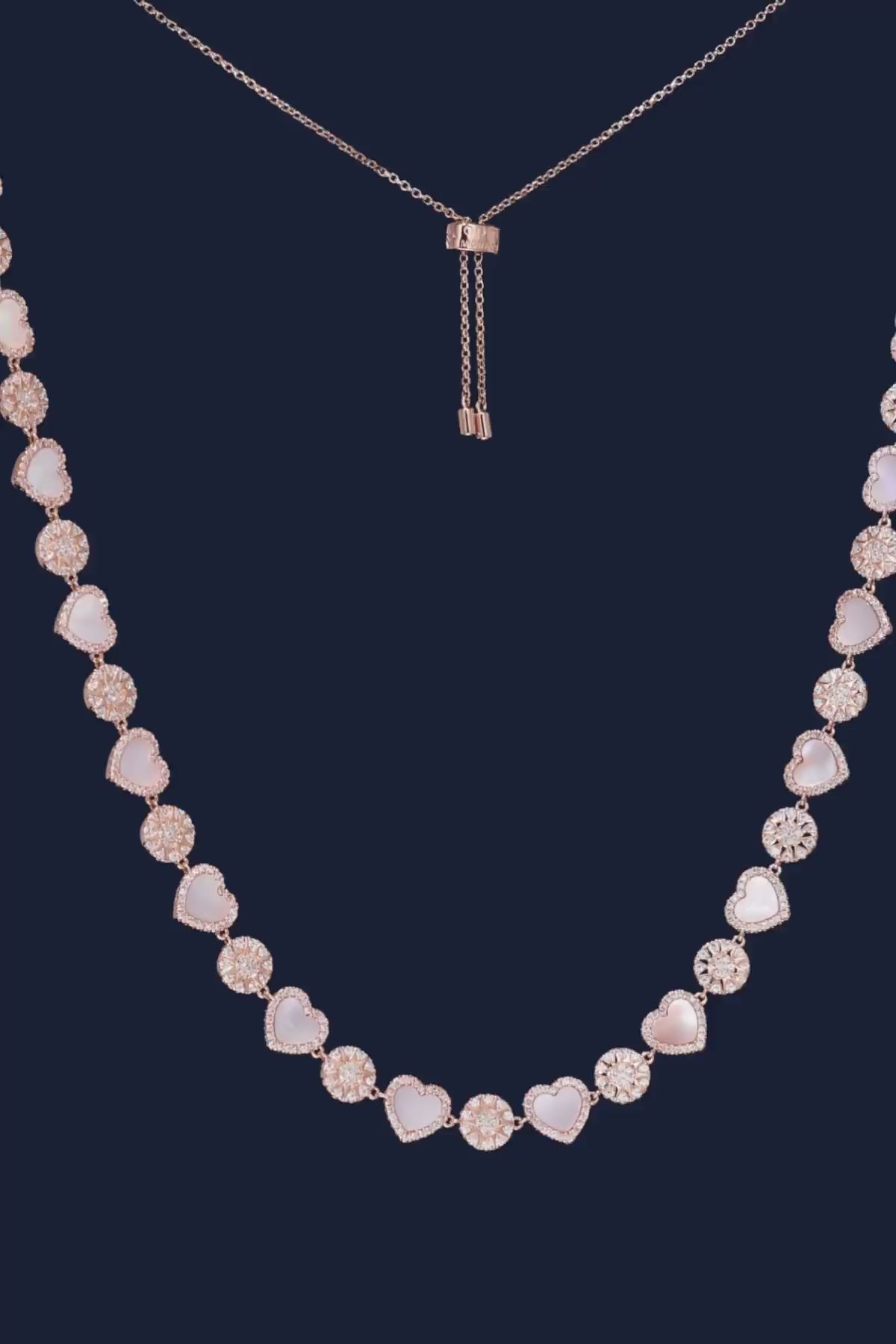 Pink Nacre Heart & Dot Adjustable Necklace | APM Monaco