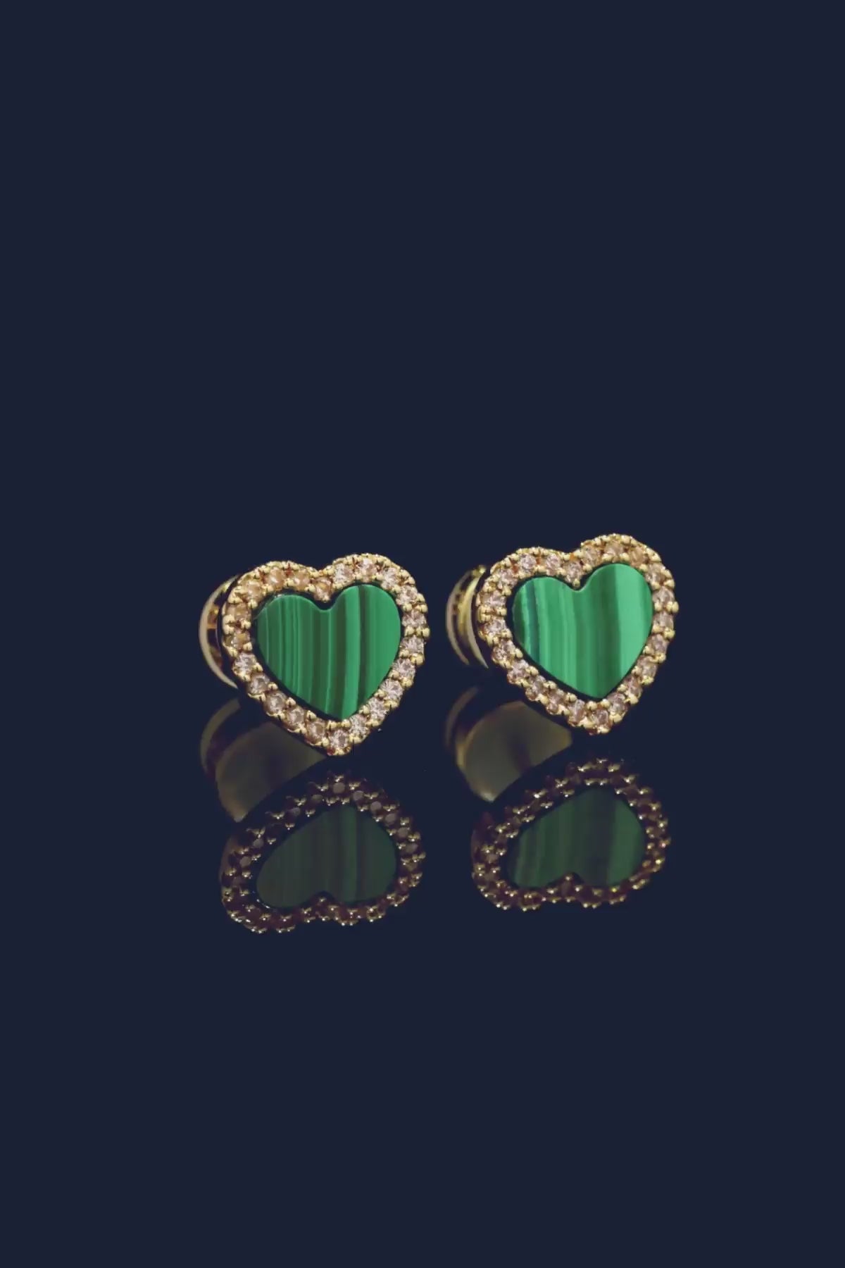Malachite Heart Stud Earrings | APM Monaco