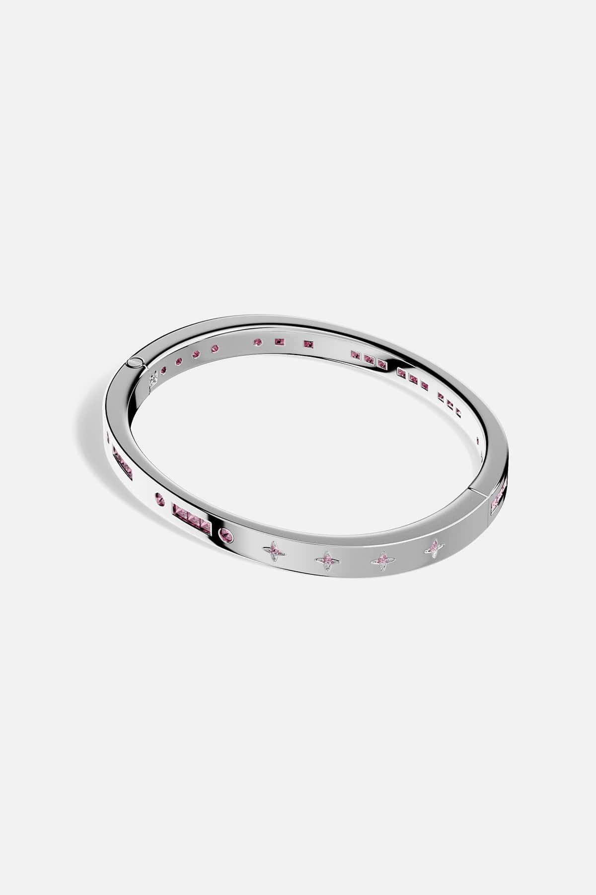 APM Monaco Pink BONHEUR Morse Rose Bangle on a white background