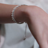 Up and Down Adjustable Bracelet with Pearls