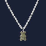 Lucky Yummy Bear (Clippable) Adjustable Necklace with Pearls