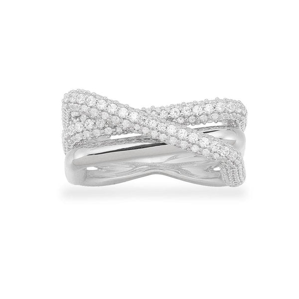 White Crossed Rectangle Ring