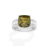 Khaki Square Ring with Pearls