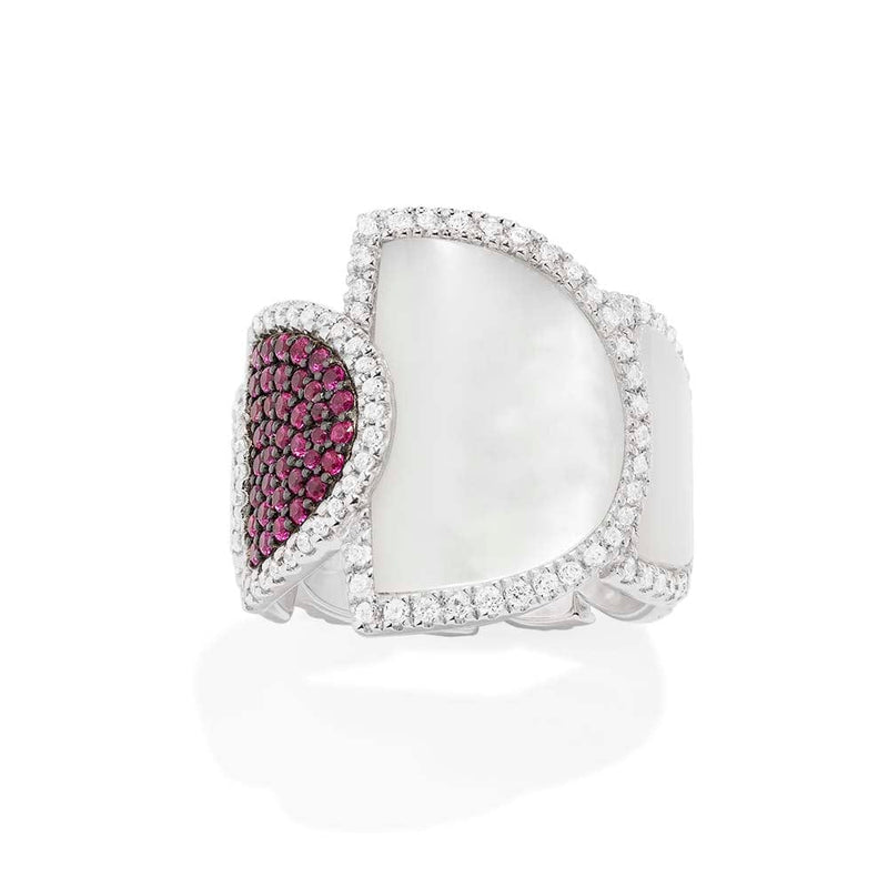 Chunky Half Moon Ring with Nacre