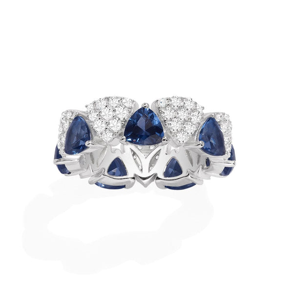 White & Blue Triangle Ring