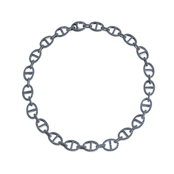 深蓝色链环项链-银灰色