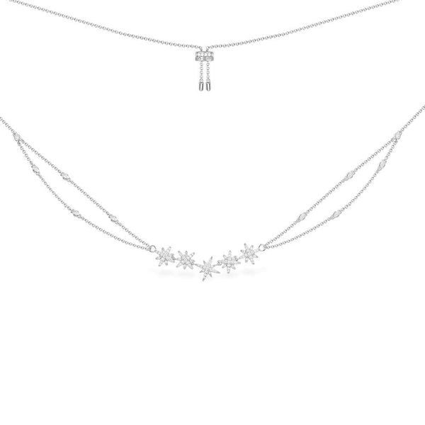 Collar de cadena doble ajustable Météorites - plata