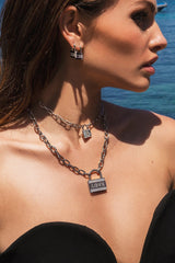 APM Monaco Alphabet Lock Necklace in Silver
