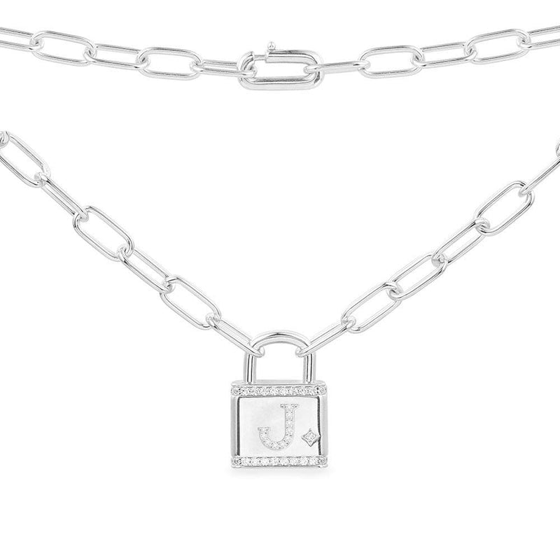 Alphabet Plate Necklace Silver - White Silver - Apm Monaco Online