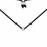Collar negro de nailon ajustable con anillo deslizante - plata