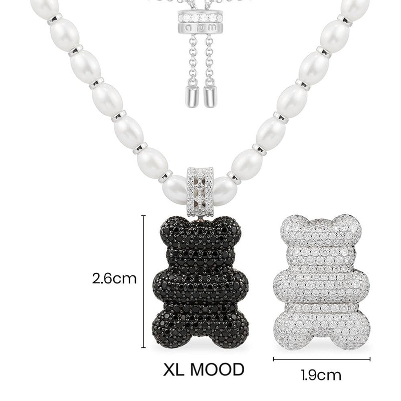 Collar Ajustable con perlas XL Mood Yummy Bear - plata