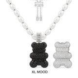 XL Mood Yummy Bear（可挂扣）珍珠可调节项链 - 银白色
