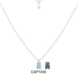Captain Yummy Bear (CLIPPABLE) Adjustable Necklace with Pearls