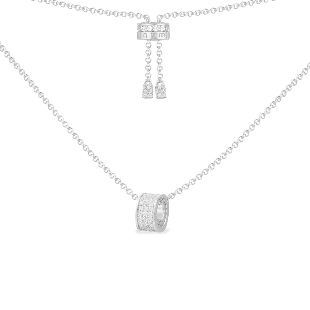 Adjustable Necklace with Pavé Ring Pendant - APM Monaco