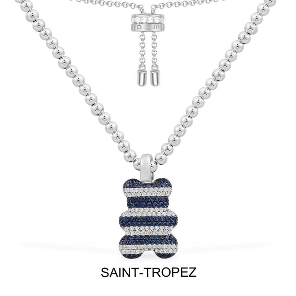 Saint-Tropez Yummy Bear (Clippable) Adjustable Necklace with Beads