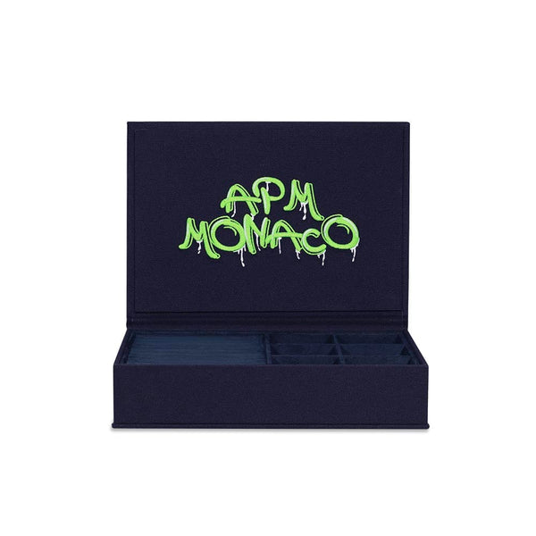 大号绿色刺绣APM Monaco涂鸦珠宝盒